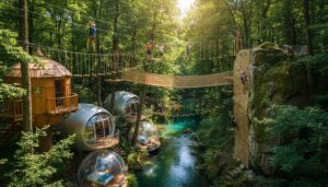 découvrez défiplanet, un parc d'aventure unique offrant des activités originales et des hébergements insolites pour un séjour inoubliable en pleine nature.